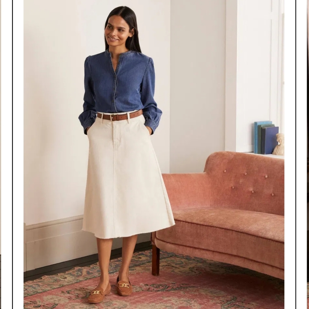 Boden Effie Midi Skirt in ecru color size 4